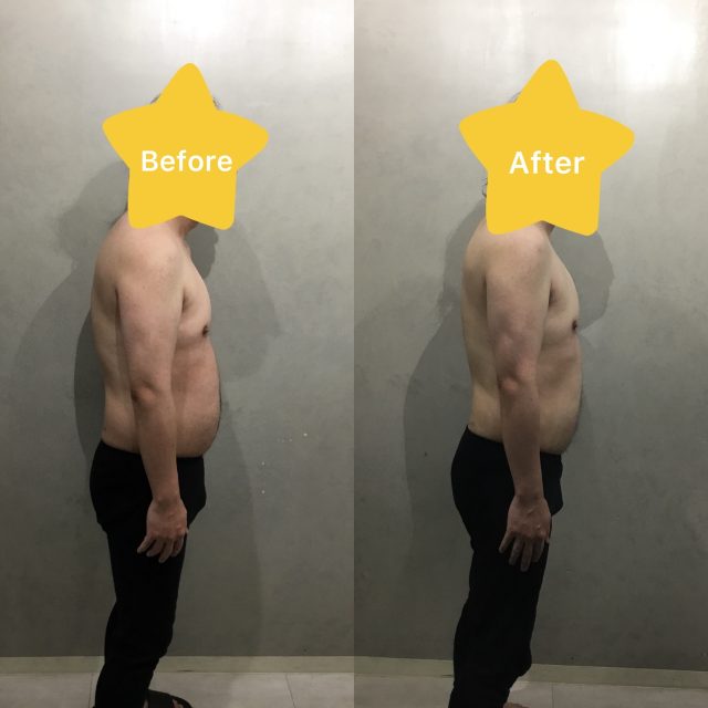 ダイエット ビフォーアフター男性 横向き